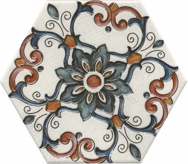 Декор Kerama Marazzi Макарена 1, 20x23, кракелюр, белый, глянцевый