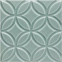 Декор Adex Neri Relieve Botanical Sea Green, 15x15, геометрия, зелёный, глянцевый