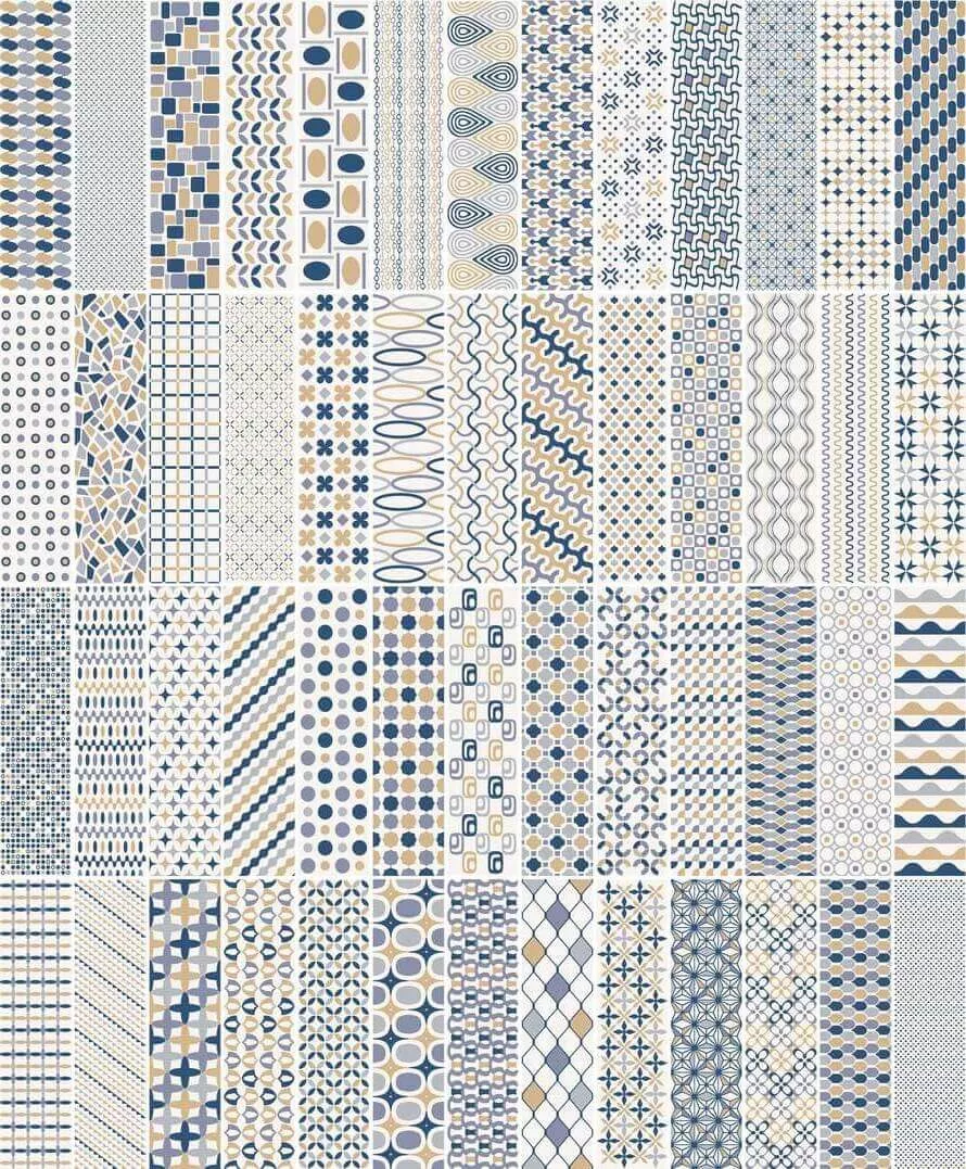 Настенная плитка Sant'Agostino Decorline Patternbrick Multi Cold, 7.3x30, пэчворк, бежевая, полированная