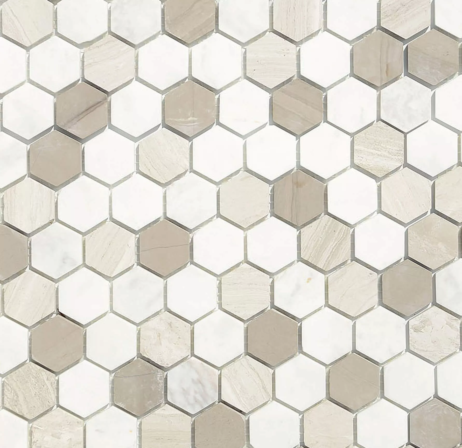Мозаика LeeDo Pietrine Hexagonal Pietra Mix 3 Mat Hex, 28.5x30.5, под мрамор, бежевая, матовая