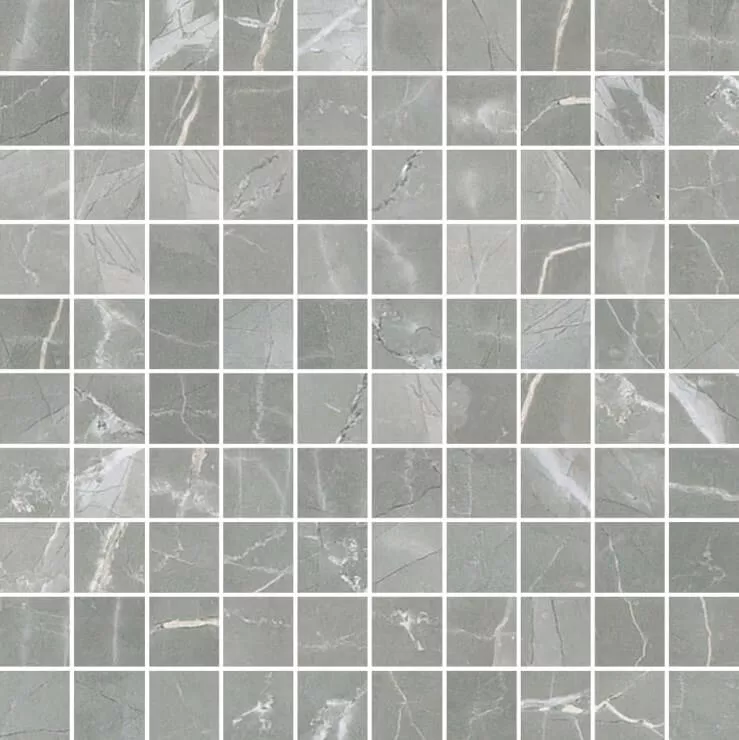 Мозаика Cerim Timeless Amani Grey  Mosaico  Luc, 30x30, под мрамор, серая, глянцевая