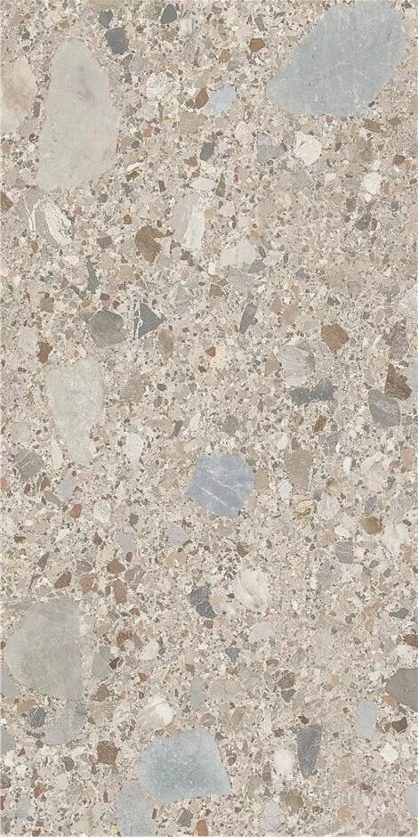 Керамогранит Keratile Mystone Cement MT Rect, 60x120, имитация терраццо, бежевый, матовый
