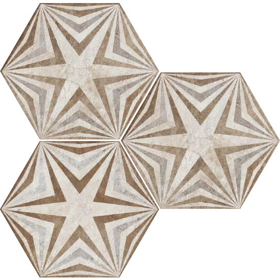 Керамогранит Fioranese Ceramica Heritage Exagona Texture 3, 34.5x40, орнамент, бежевый, матовый