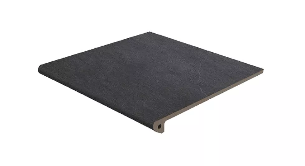 Ступень Exagres Mediterraneo Peldano Fiorentino Grafito, 33x33, под камень, чёрная, матовая