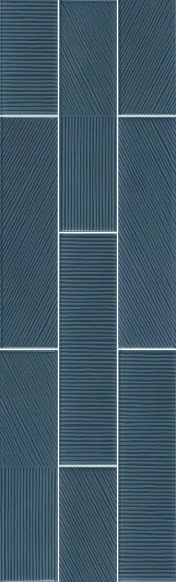 Настенная плитка Sant'Agostino Decorline Stripebrick Blue, 7.3x30, моноколор, синяя, полированная