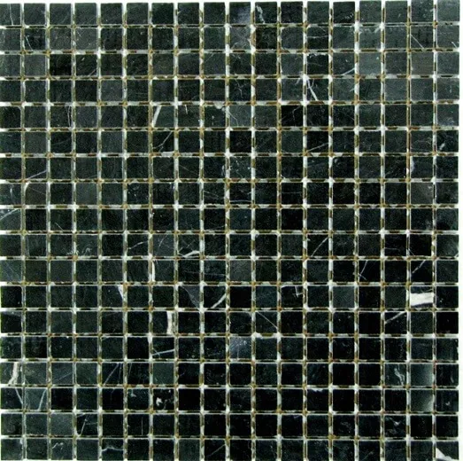 Мозаика Bonaparte Mosaics Persia, 30.5x30.5, под мрамор, чёрная, полированная