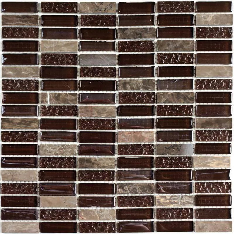 Мозаика Bonaparte Mosaics Super Line (brown), 30x30, под камень, коричневая, полированная