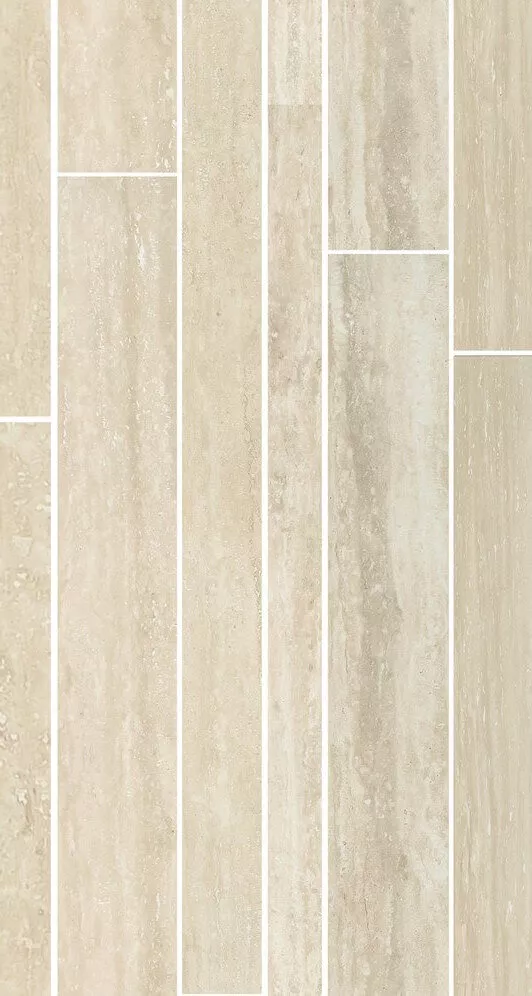 Декор Cerim Timeless Travertino Mod.List.Sfal.  Luc, 21x40, под мрамор, бежевый, глянцевый