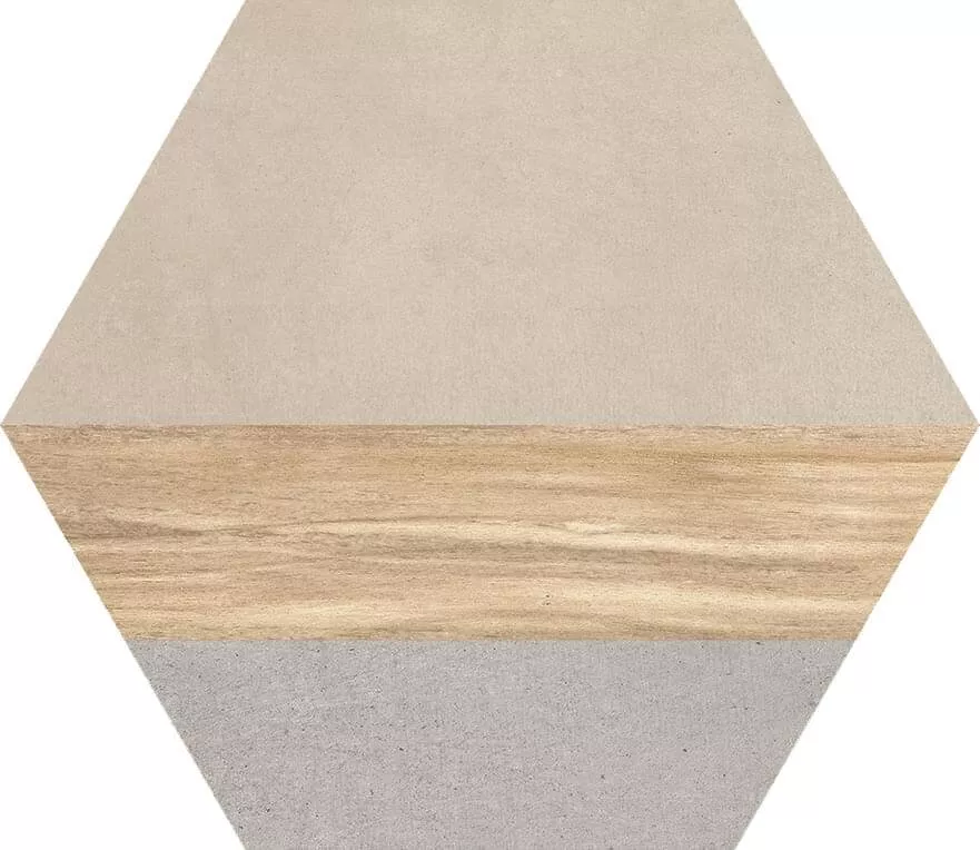 Керамогранит APE Work Hexawork Mix, 18.2x21, под бетон, бежевый, матовый