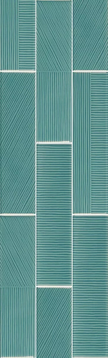 Настенная плитка Sant'Agostino Decorline Stripebrick Emerald, 7.3x30, моноколор, зелёная, полированная