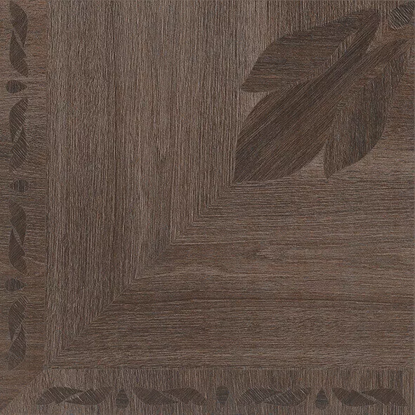 Напольная плитка Cavalli Rinascimento Floreale Mogano Lapp Rett, 50x50, под дерево, коричневая, матовая