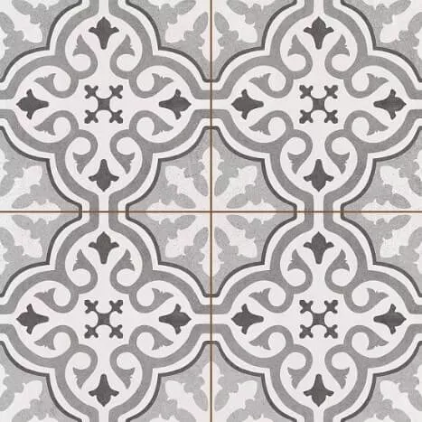 Напольная плитка Kerlife Hydraulic Grace Silver, 45x45, пэчворк, серая, матовая