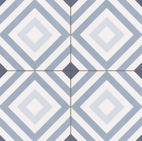 Напольная плитка Kerlife Hydraulic William Ocean, 45x45, геометрия, голубая, матовая