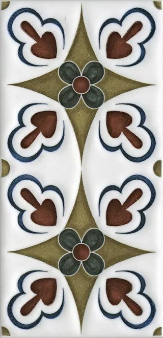 Декор Kerama Marazzi Клемансо орнамент  (9), 7.4x15, орнамент, мультиколор, глянцевый