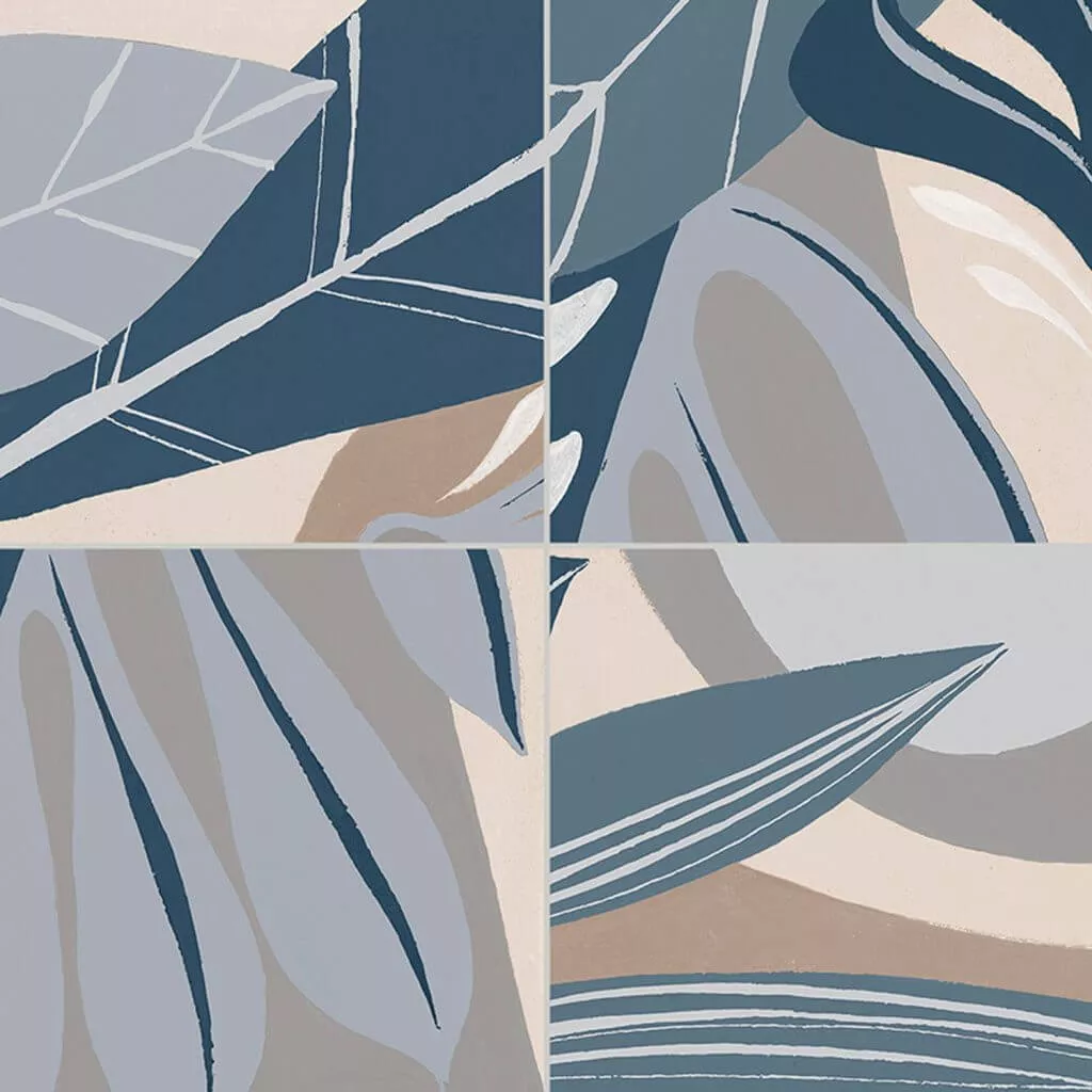 Керамогранит Gayafores Habana Blue, 33.15x33.15, флора, мультиколор, матовый