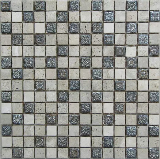 Мозаика Bonaparte Mosaics Milan-1, 30.5x30.5, орнамент, белая, рельефная