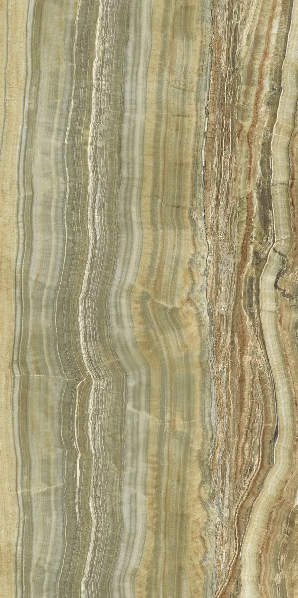 Керамогранит Ariostea Ultra Onici Green Onix Vein Cut Lucidato, 150x300, под травертин, бежевый, полированный