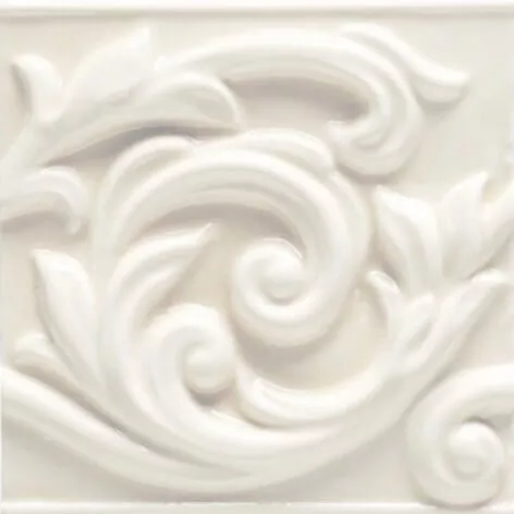 Декор Ceramica Grazia Essenze Voluta Bianco Craquele, 13x13, орнамент, белый, глянцевый