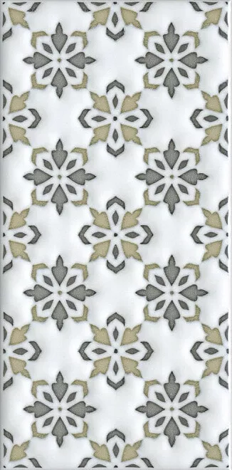 Декор Kerama Marazzi Клемансо орнамент  (3), 7.4x15, орнамент, бежевый, глянцевый