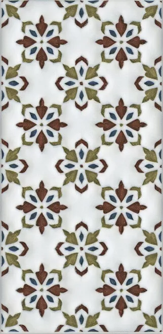 Декор Kerama Marazzi Клемансо орнамент  (8), 7.4x15, орнамент, мультиколор, глянцевый