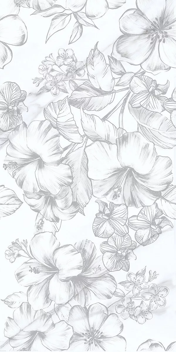 Настенная плитка Azori Carrara Flowers, 31.5x63, под обои, серая, матовая