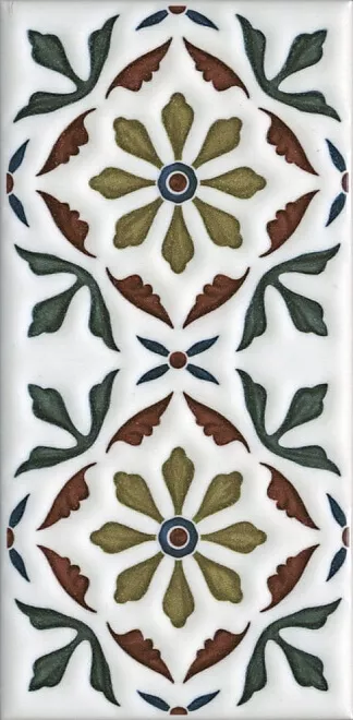 Декор Kerama Marazzi Клемансо орнамент  (7), 7.4x15, орнамент, мультиколор, глянцевый