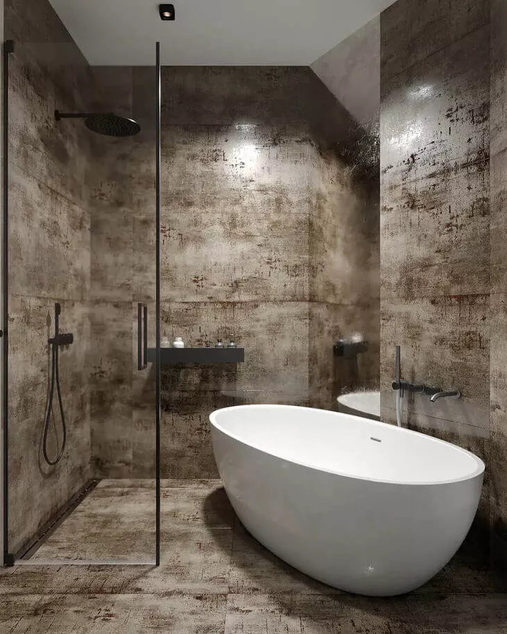 Напольная плитка Tau Ceramica Metal Steel, 60x120, под металл, коричневая, матовая