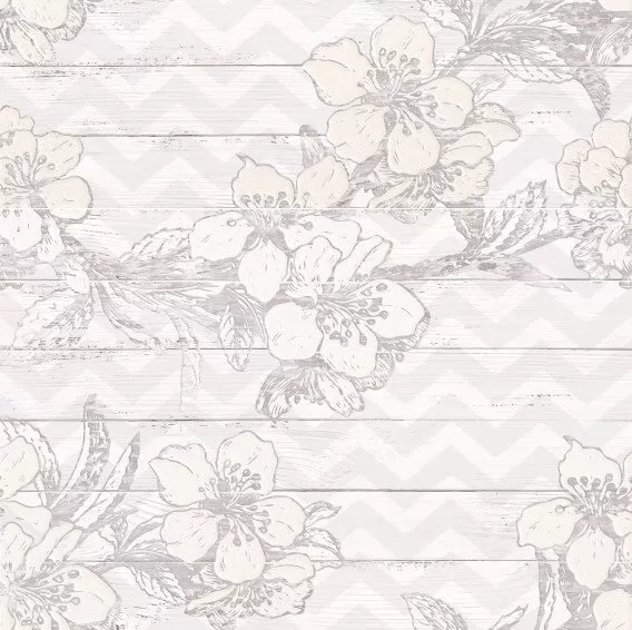 Панно LB-Ceramics Панно Шебби Шик, 60x60, флора, серое, матовое