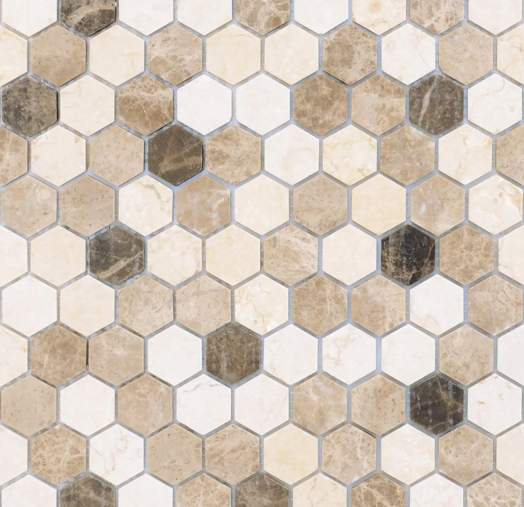 Мозаика LeeDo Pietrine Hexagonal Pietra Mix 1 Mаt Нex, 28.5x30.5, под мрамор, бежевая, матовая