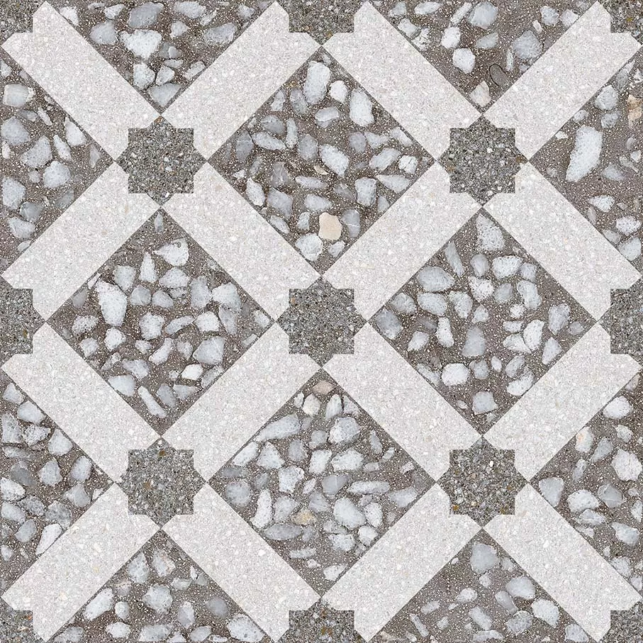 Керамогранит Vives Farnese Mancini Grafito, 30x30, орнамент, антрацит, матовый