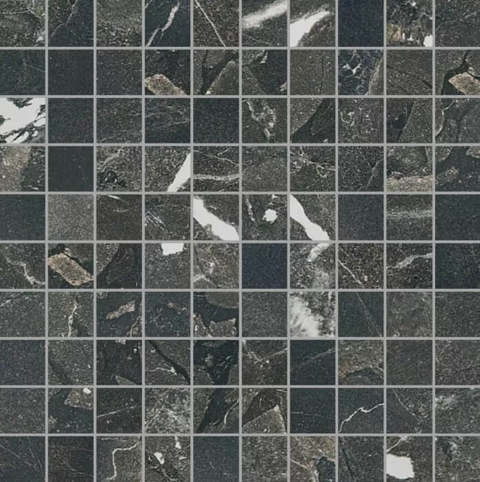 Мозаика Cerim Timeless Black Deep  Mosaico  Luc, 30x30, под мрамор, чёрная, глянцевая