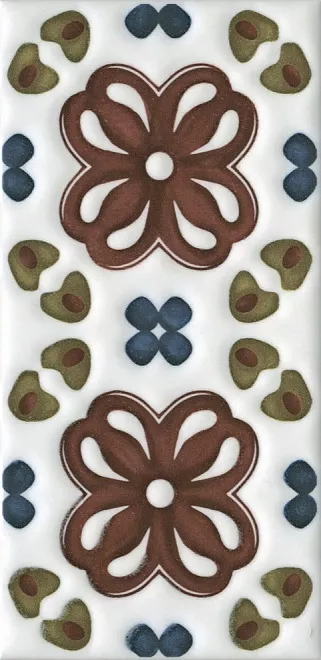 Декор Kerama Marazzi Клемансо орнамент  (5), 7.4x15, орнамент, мультиколор, глянцевый