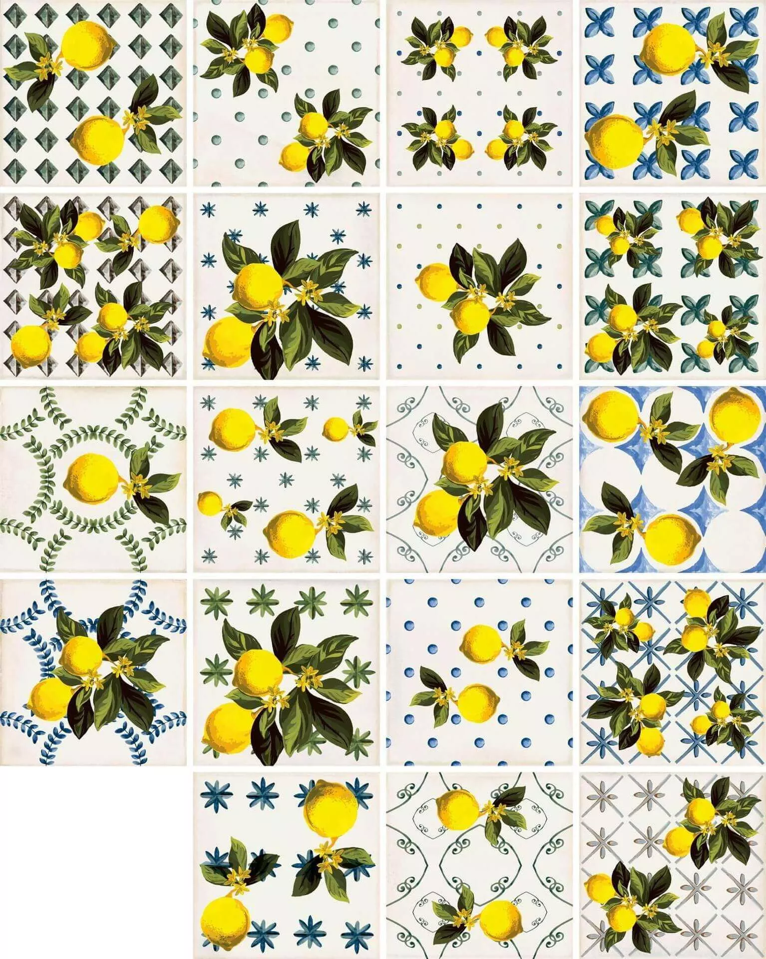 Керамогранит Sant'Agostino Vita Giardino Bianco Mix Luc, 20x20, под майолику, мультиколор, полированный