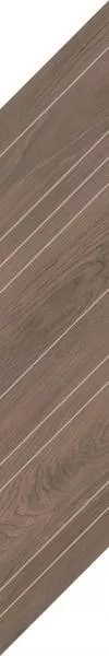 Декор Paradyz Wildland Dark Chevron Prawy, 14.8x88.8, под дерево, коричневый, фактурный