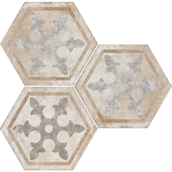 Керамогранит Fioranese Ceramica Heritage Exagona Texture 1, 34.5x40, орнамент, бежевый, матовый