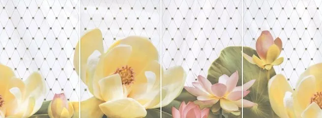 Панно Kerama Marazzi Летний сад Светлый HGD/A56/4x/8259, 30x80, флора, мультиколор, глянцевое