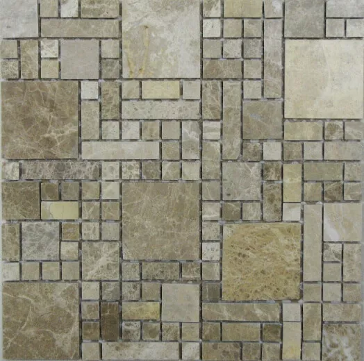 Мозаика Bonaparte Mosaics Tetris, 30.5x30.5, под камень, бежевая, рельефная