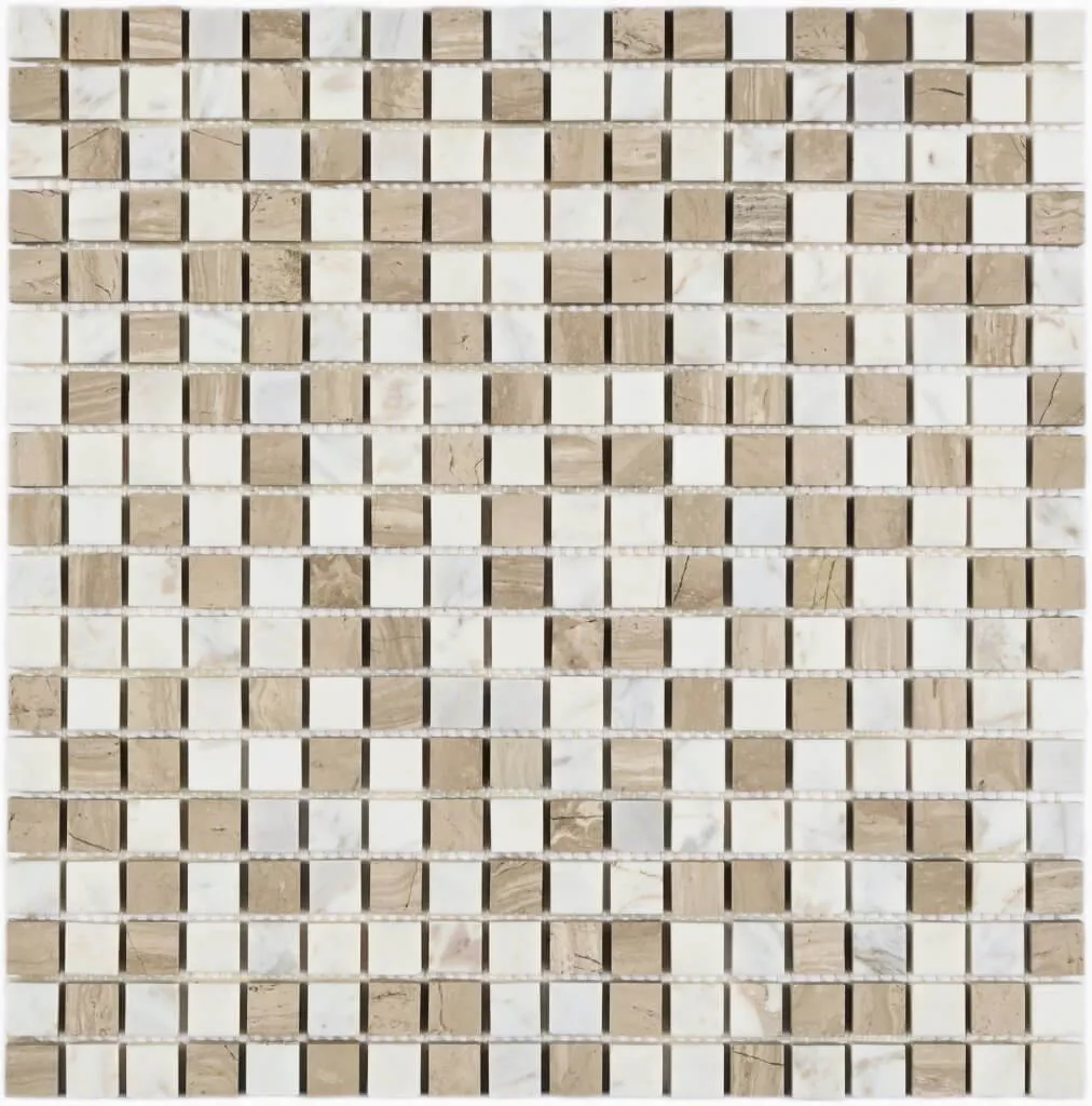 Мозаика Bonaparte Mosaics Melange-15, 30.5x30.5, под мрамор, бежевая, полированная