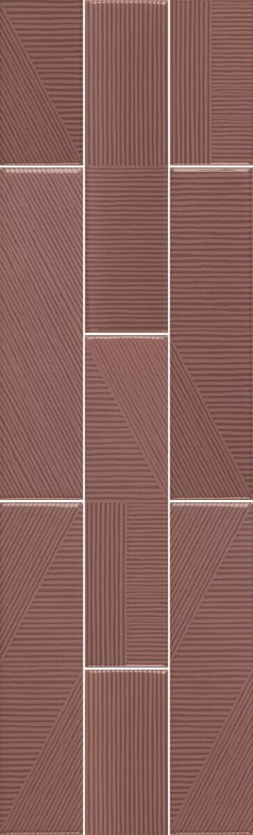 Настенная плитка Sant'Agostino Decorline Stripebrick Mauve, 7.3x30, моноколор, розовая, полированная