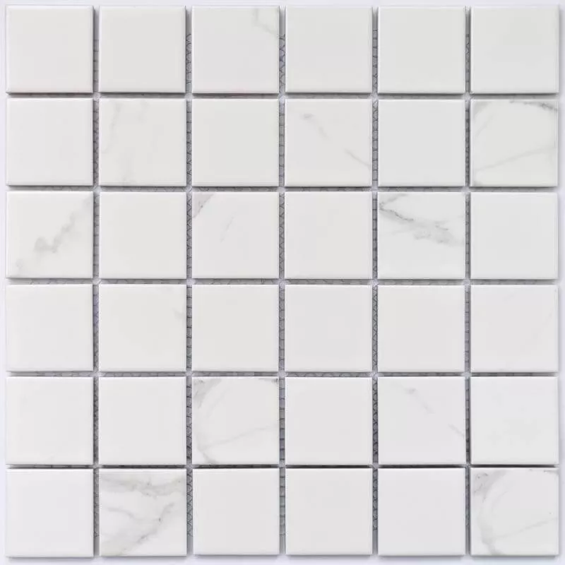 Мозаика Bonaparte Mosaics Calacatta-48, 30x30, под мрамор, белая, матовая