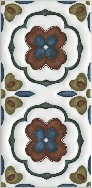 Декор Kerama Marazzi Клемансо орнамент  (6), 7.4x15, орнамент, мультиколор, глянцевый