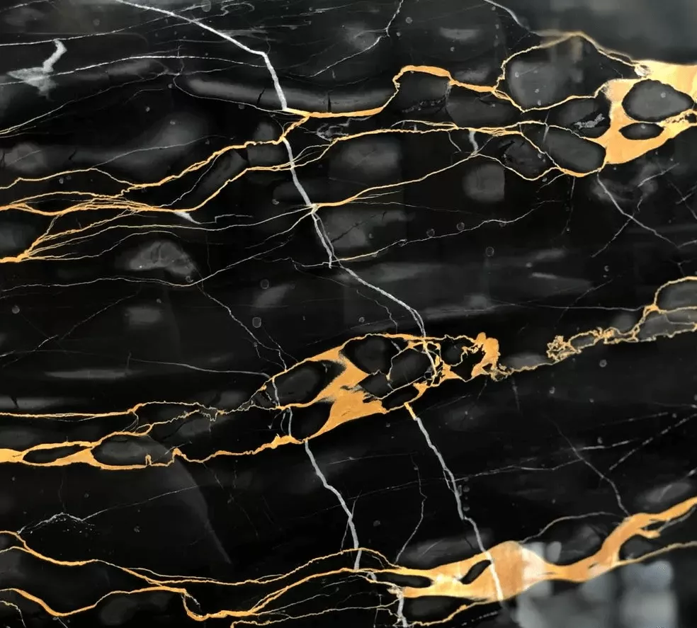 Керамогранит Kerlife Portoro negro, 59.7x59.7, под мрамор, чёрный, глянцевый