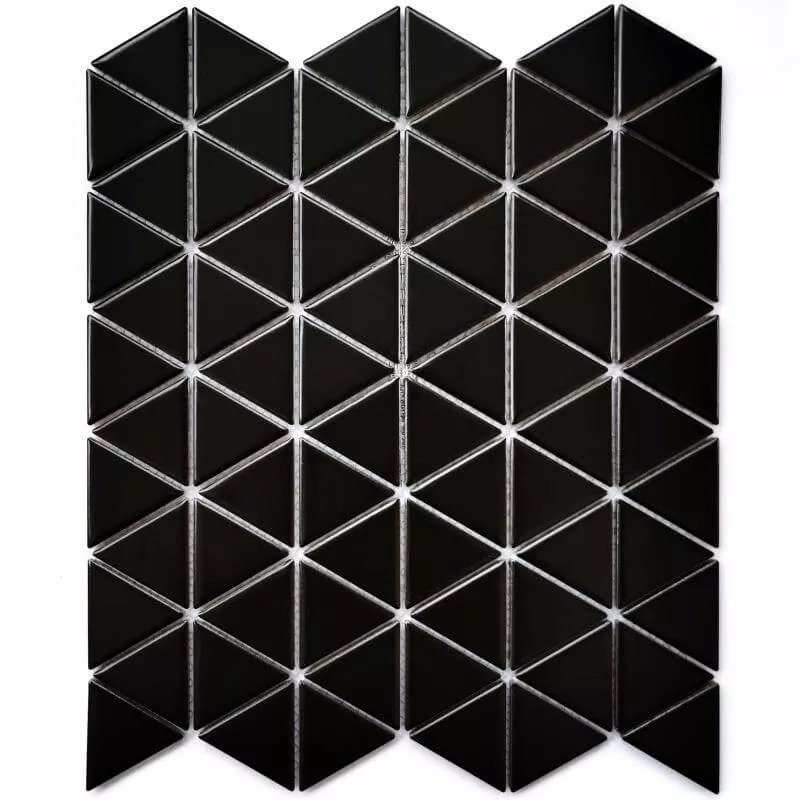 Мозаика Bonaparte Mosaics Reno Black matt, 25.2x29.1, моноколор, чёрная, матовая