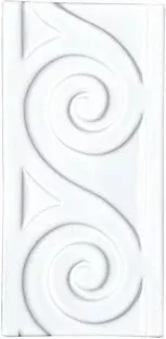 Бордюр Adex Neri Relieve Mar Blanco Z, 7.5x15, под обои, белый, глянцевый