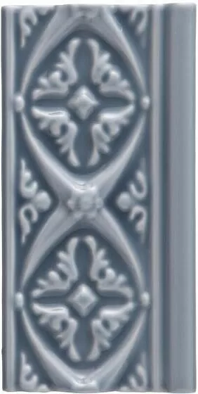 Бордюр Adex Neri Relieve Bizantino Storm Blue, 7.5x15, орнамент, синий, рельефный