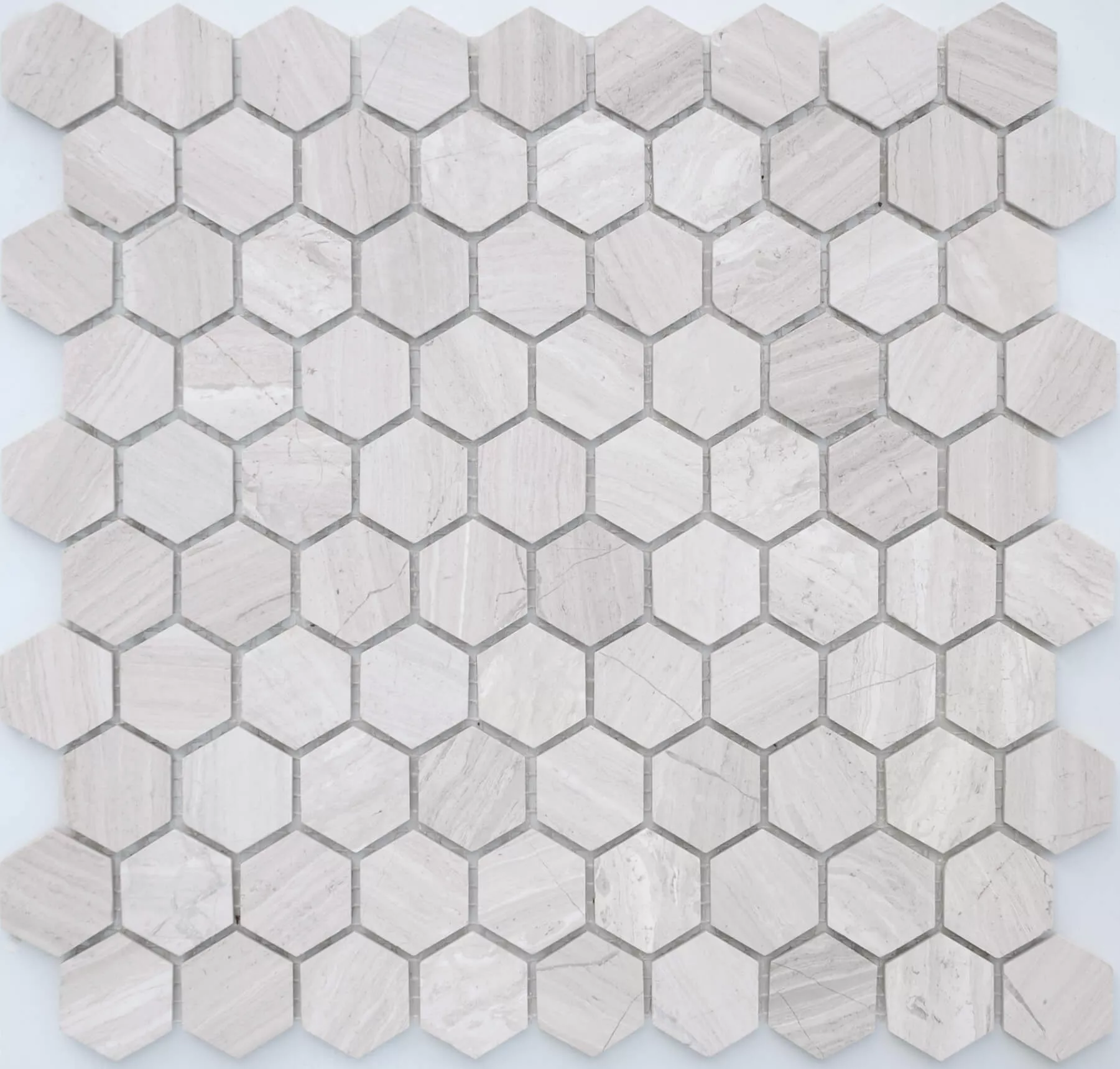Мозаика LeeDo Pietrine Hexagonal Travertino Silver Mat Hex, 28.5x30.5, под камень, серая, матовая