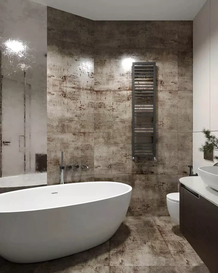 Напольная плитка Tau Ceramica Metal Steel, 60x120, под металл, коричневая, матовая