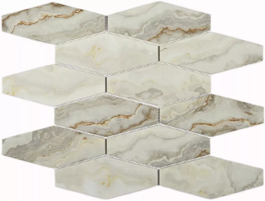 Мозаика Bonaparte Mosaics Fontana Great, 27.1x30.7, под оникс, серая, матовая