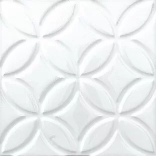 Декор Adex Neri Relieve Botanical Blanco Z, 15x15, геометрия, белый, глянцевый