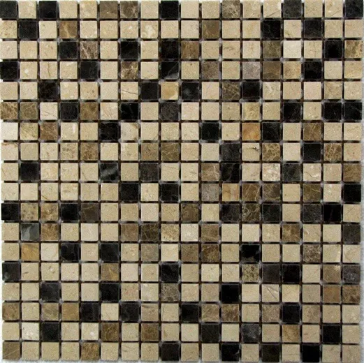 Мозаика Bonaparte Mosaics Turin 15, 30.5x30.5, под мрамор, коричневая, полированная